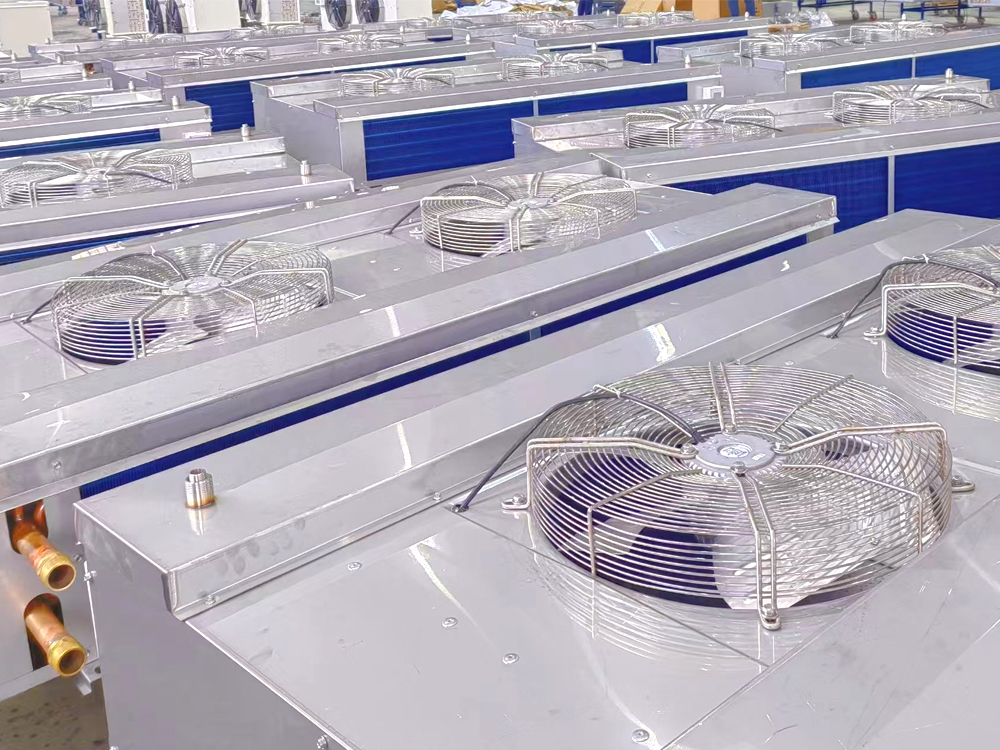 Carcaça de aço inoxidável com descarga lateral dupla e refrigerador de ar de folha de alumínio hidrofílico